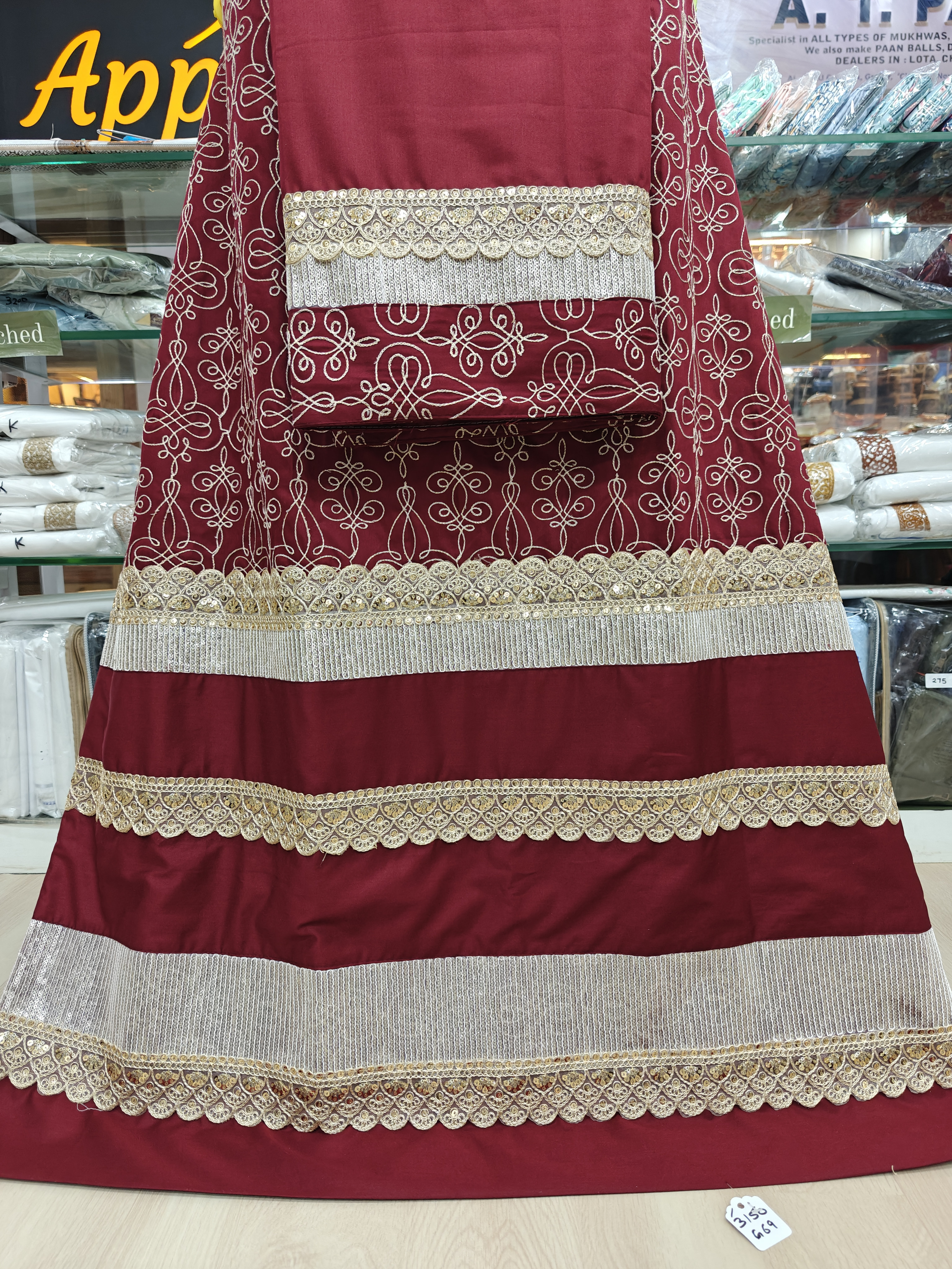  Maroon Rida, Embroidered Ghagra 